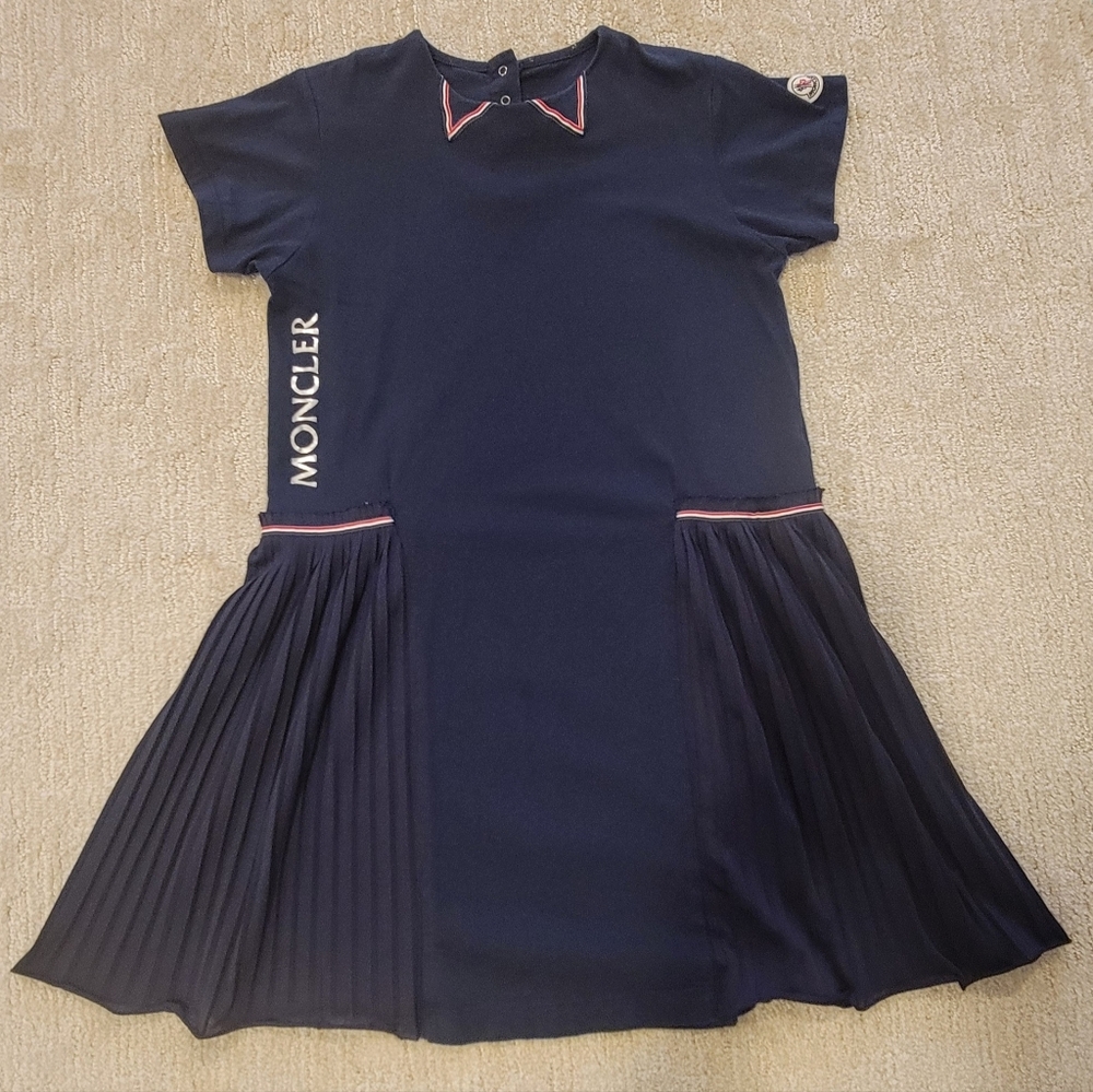 Moncler Dark Blue Kids Dress with Red/white/blie Accents